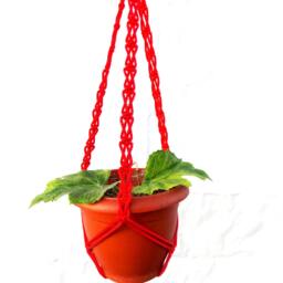 Red Macrame Plant Hanger 20 Inches 3mm Mini Plant Holder Hanging Planter Wall Hanging Window Decoration Flower Pot Planter Pattern Gift Idea - thumbnail 2