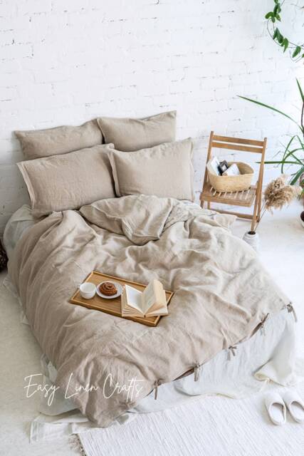 Bedding Set - Linen Duvet Cover With 2 Pillowcases Bed Queen, King, Custom Size Linens Farmhouse - image 1