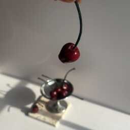 Realistic Cherry Candle Set With Cake Stand & Stickers - Aesthetic Food For Topper, Soy Wax Fruit Decor, Unique Birthday Gift - thumbnail 3