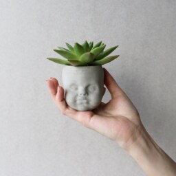 Emotional Baby Head Planter - Concrete Succulent Pot - thumbnail 3