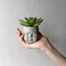 Emotional Baby Head Planter - Concrete Succulent Pot - thumbnail 2
