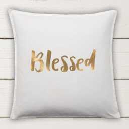 Blessed Cushion Cover Cotton Pillow With Metallic Vinyl Quote Decor - thumbnail 2