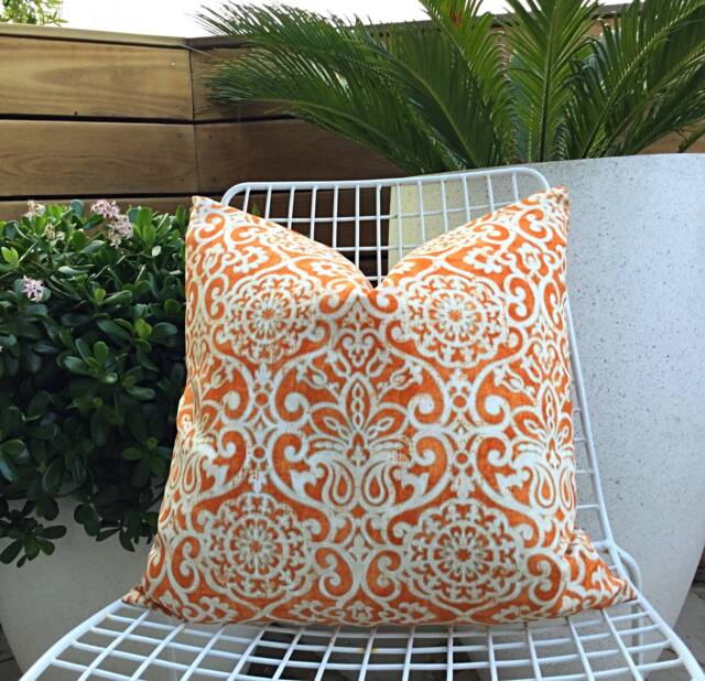 Boho Orange Outdoor Pillow Cover Fade Resistant, Wipe Clean - image 1