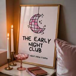 Pink Bedroom Print - Early Night Above Bed Poster Funny Bedroom Decor - thumbnail 1
