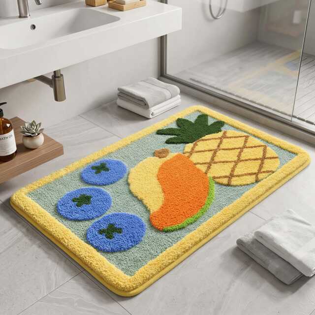 Fruit Bath Mat, Non Slip Absorbent Bathroom Rug, Cute Microfiber Door Kitchen Floor Entryway 4 Designs, 2 Sizes - image 1