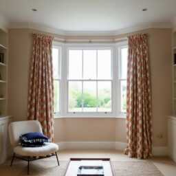 Clear Bay Window Curtain Pole For 3-Sided Curtains - Custom Acrylic Rail With Brass Brackets & End Caps - thumbnail 2