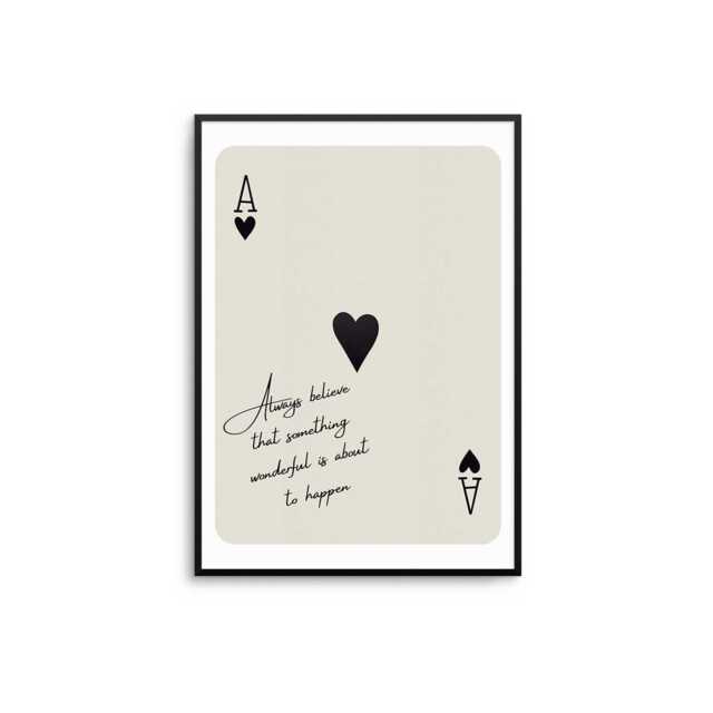 Ace Of Hearts Print Motivational Quote Playing Card Wall Art - image 1