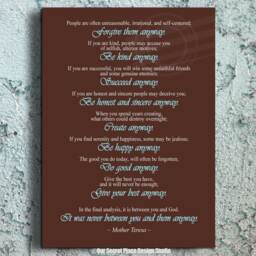 Mother Teresa Catholic Quote Do It Anyway Theresa Inspirational Words Wall Art Modern Farmhouse Print Family Quotes For - thumbnail 2