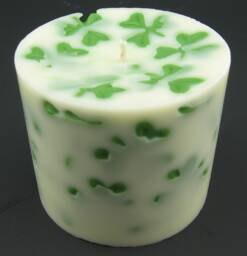 Saint Patrick's Day Shamrock Clover Green & White Soy Mini Pillar Candle
