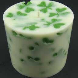 Saint Patrick's Day Shamrock Clover Green & White Soy Mini Pillar Candle - thumbnail 2