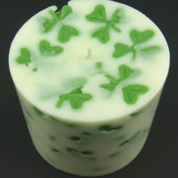 Saint Patrick's Day Shamrock Clover Green & White Soy Mini Pillar Candle - thumbnail 3