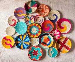 Assorted Sabai Handwoven Grass Baskets, African Plates, Set Of 4/9/12//16/20/22/24 Wall Art, Boho Decor - thumbnail 1