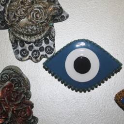 "Handmade Stone Evil Eye Wall Hanging Home Decor - 4.5"" X 3"" 1" - thumbnail 4