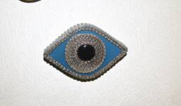 "Handmade Stone Evil Eye Wall Hanging Home Decor - 4.5"" X 3"" 1"