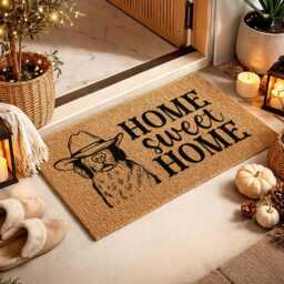 Home Sweet Dog Doormat - Cowboy Hat Pet Sign Western Welcome Rug - thumbnail 3