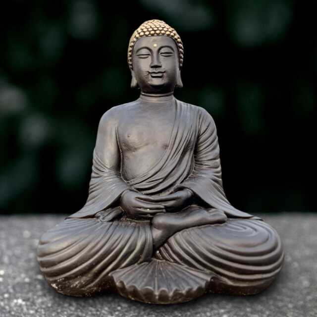 Japanese Buddha Sculpture Concrete Statue Outdoor Ornament Front Door Decoration Handmade Art Lover Gift - image 1