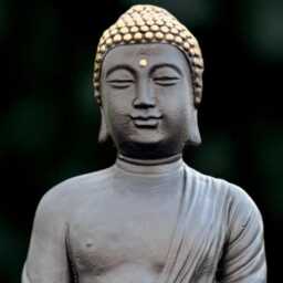 Japanese Buddha Sculpture Concrete Statue Outdoor Ornament Front Door Decoration Handmade Art Lover Gift - thumbnail 3