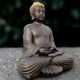 Japanese Buddha Sculpture Concrete Statue Outdoor Ornament Front Door Decoration Handmade Art Lover Gift - thumbnail 2