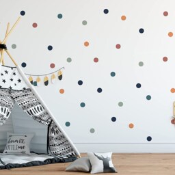 Round Circle Boho Polka Dot Wall Stickers - Chic Decals Decor Removable Spots For Nursery Kids Playroom - thumbnail 2