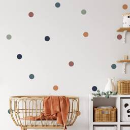 Round Circle Boho Polka Dot Wall Stickers - Chic Decals Decor Removable Spots For Nursery Kids Playroom - thumbnail 3