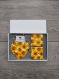 Sunflower Slate Heart Wall Hanging With Matching Coasters