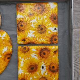 Sunflower Slate Heart Wall Hanging With Matching Coasters - thumbnail 2