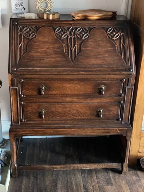 Sold Shabby Chic/Gothic/Solid Wood Bureau Writing Desk For Office Study Bedroom Workspace. Can Be Painted Any Colour, Customisations Welcome - image 1