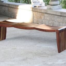 Long Black Walnut Bench With Three Curves - thumbnail 4