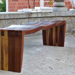 Long Black Walnut Bench With Three Curves - thumbnail 3