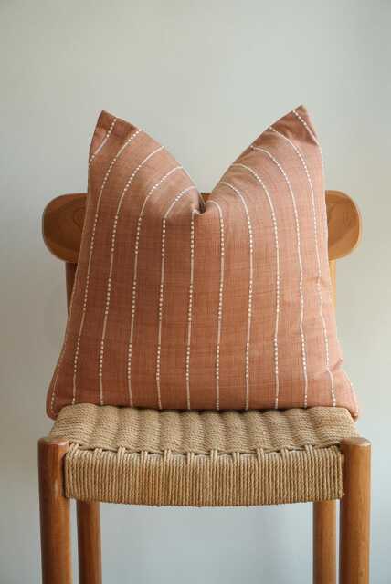 Terracotta Handwoven Natural Dyed Cotton Pillow Cover - Artisan Boho Throw Minimal Earthy Home Decor - image 1