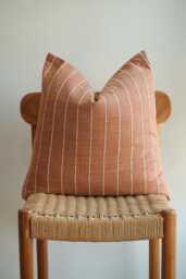 Terracotta Handwoven Natural Dyed Cotton Pillow Cover - Artisan Boho Throw Minimal Earthy Home Decor
