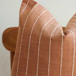 Terracotta Handwoven Natural Dyed Cotton Pillow Cover - Artisan Boho Throw Minimal Earthy Home Decor - thumbnail 3