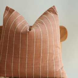 Terracotta Handwoven Natural Dyed Cotton Pillow Cover - Artisan Boho Throw Minimal Earthy Home Decor - thumbnail 2