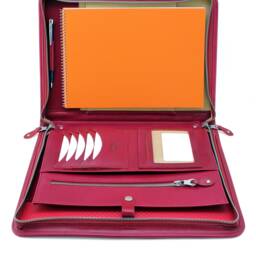 Leather Portfolio Red, Laptop Sleeve, Ipad Case, Computer Case , Document Holder Leather Folio - thumbnail 3