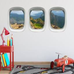 Airplane Window Wall Decal Aieral View Peru Machu Picchu Mountain Aviation Decor Vwaq-Ppw5 - thumbnail 1