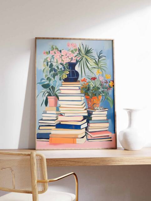 Vintage Bookshop Poster, Book Shop Print, Lovers Gift, Reading Antique Wall Art, Retro Library Gift Idea - image 1
