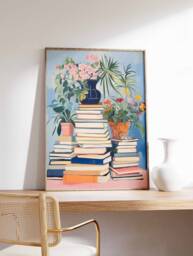 Vintage Bookshop Poster, Book Shop Print, Lovers Gift, Reading Antique Wall Art, Retro Library Gift Idea - thumbnail 1