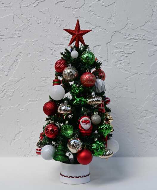 Miniature Christmas Tree Fully Decorated With 50 Lights, Tabletop Centerpiece, Rrdesigns561 - image 1