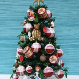 Miniature Christmas Tree Fully Decorated With 50 Lights, Tabletop Centerpiece, Rrdesigns561 - thumbnail 3