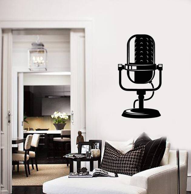 Mic Vinyl Wall Decal Microphone Music Musical Art Room Decor Stickers Mural - #2775Di - image 1