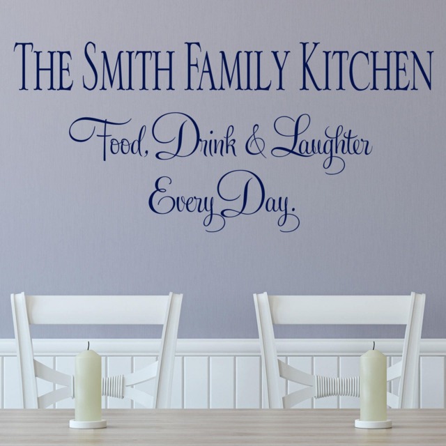 Personalized Family Kitchen Vinyl Wall Decal Food, Drink, Laughter - image 1
