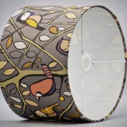 Modern Dark Grey Birds Lampshade, Table Floor Lamp/Ceiling Pendant, Small Medium Large 20cm 25cm 30cm 35cm 40cm UK Fabric Drum Light Shade - thumbnail 3