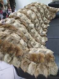 Real Coyote Fur Blanket Throw Hacki Color, Home Warmer - thumbnail 1