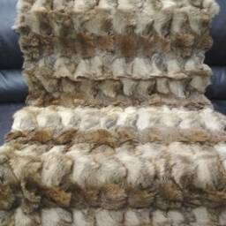 Real Coyote Fur Blanket Throw Hacki Color, Home Warmer - thumbnail 4