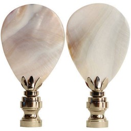 Abalone Mosaic Lamp Finials - Inlaid Shell Specimens On Shiny Chrome Hardware A Single Finial Or Matching Pair - thumbnail 4