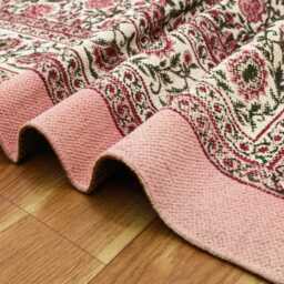 Floral Handmade Block Printed Rug Sea Pink Green Cotton Area Bedroom Large Hallway Custom Size 3x10 10x10 12x12 Feet - thumbnail 2