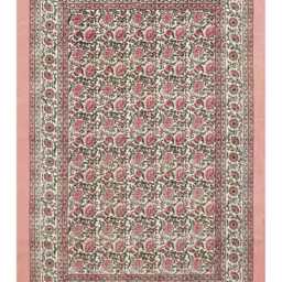 Floral Handmade Block Printed Rug Sea Pink Green Cotton Area Bedroom Large Hallway Custom Size 3x10 10x10 12x12 Feet - thumbnail 3
