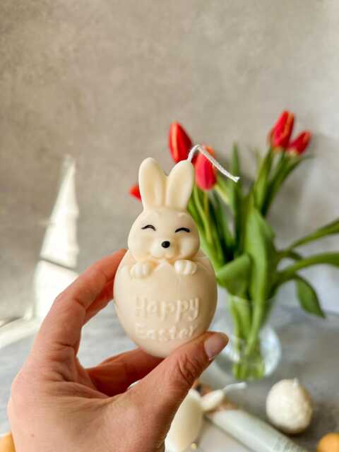 Cute Handmade Easter Bunny Soy Wax Candle Spring Decor - image 1