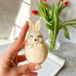 Cute Handmade Easter Bunny Soy Wax Candle Spring Decor - thumbnail 3