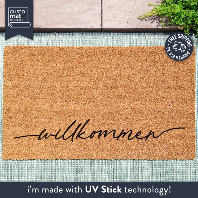 German Welcome Doormat - Willkommen Coir Door Mat Personalized Home Decor Housewarming Gift - image 1